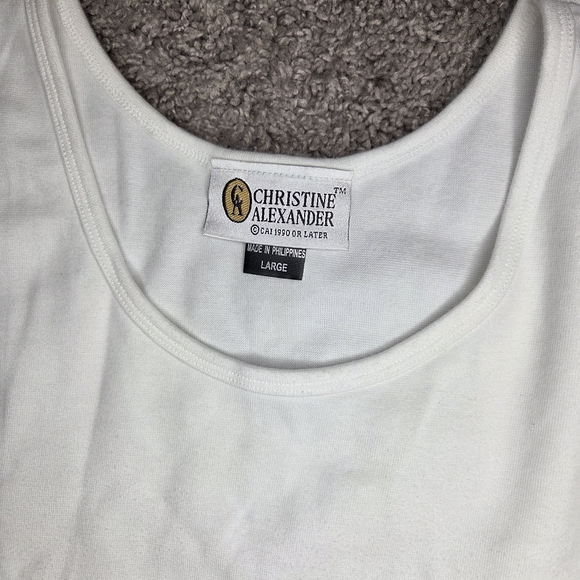 Christine Alexander White Sleeveless Tank Top with Black Design - Picture 2 of 4